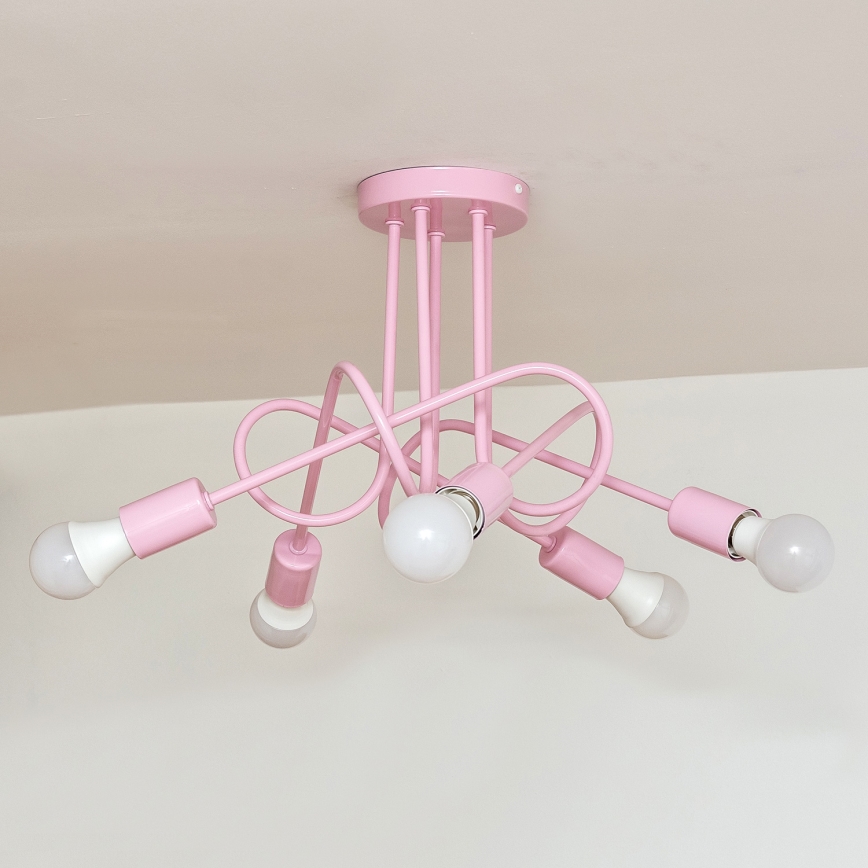 Lustră aplicată OXFORD 5xE27/15W/230V roz