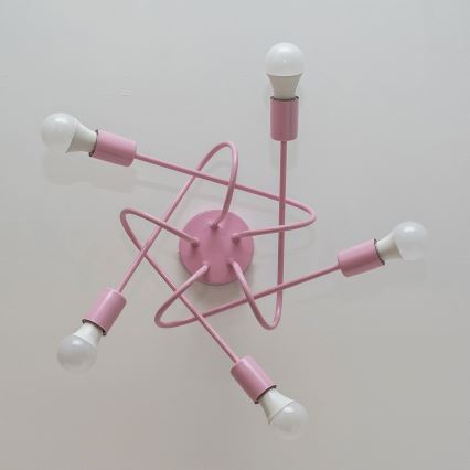 Lustră aplicată OXFORD 5xE27/15W/230V roz