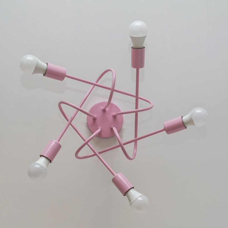 Lustră aplicată OXFORD 5xE27/15W/230V roz