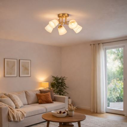 Lustră aplicată PAFOS 5xE27/15W/230V, aurie
