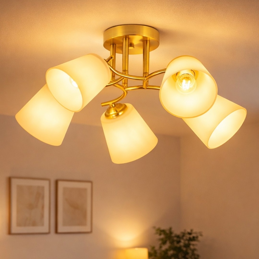 Lustră aplicată PAFOS 5xE27/15W/230V, aurie