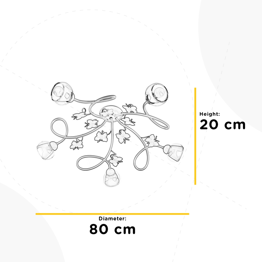 Lustră aplicată pentru copii BUTTERFLY 5xE14/6W/230V ONLI