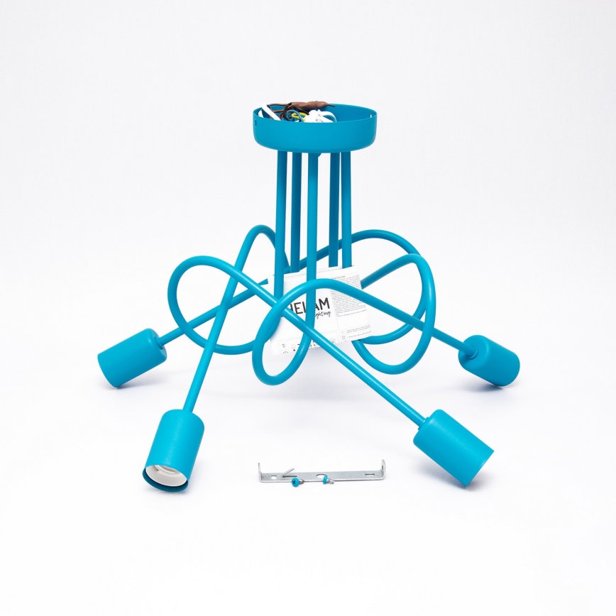 Lustră aplicată pentru copii OXFORD 5xE27/15W/230V albastru