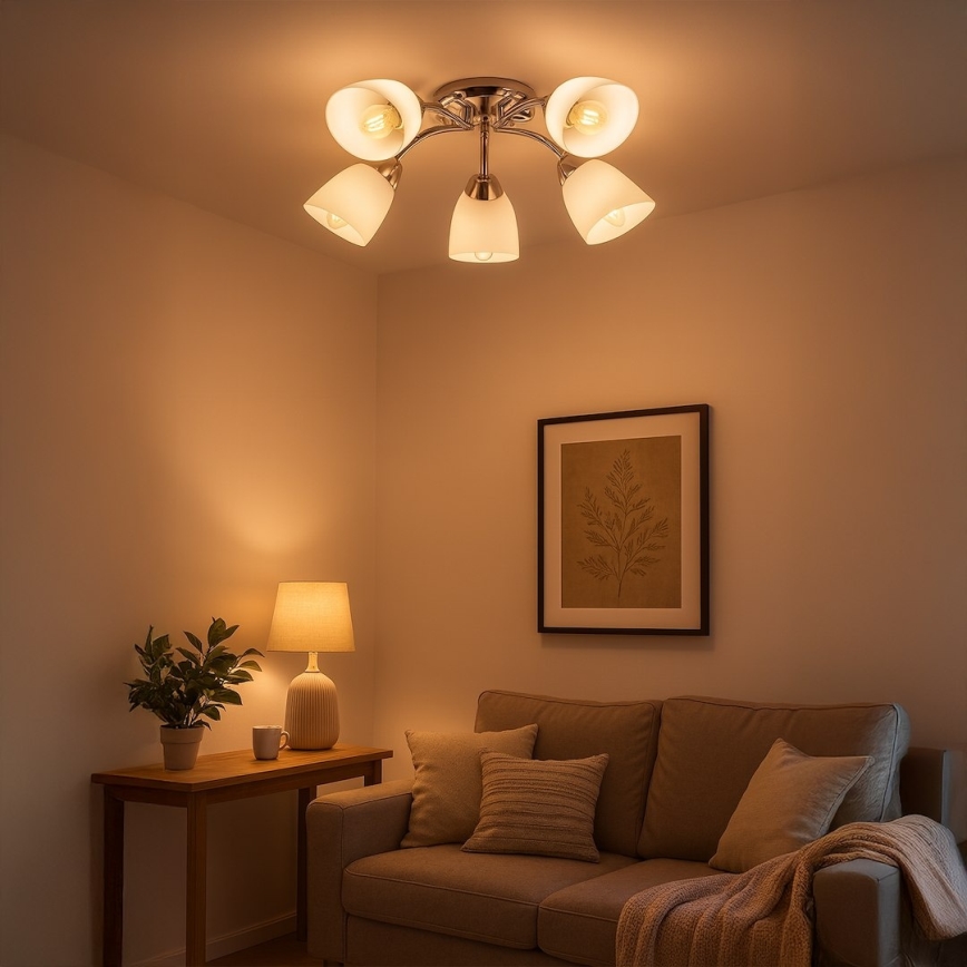 Lustră aplicată PORTOS, 5 x E14, 10 W, 230 V, crom lucios