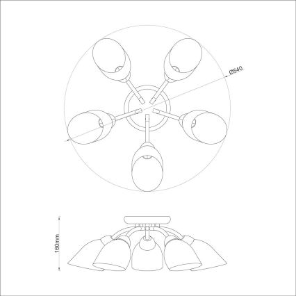 Lustră aplicată PORTOS, 5 x E14, 10 W, 230 V, crom lucios