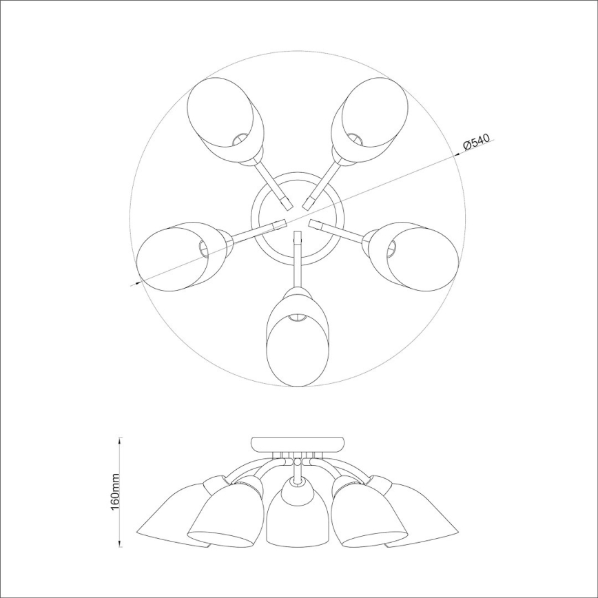 Lustră aplicată PORTOS, 5 x E14, 10 W, 230 V, crom lucios