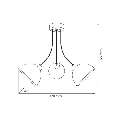 Lustră aplicată QUEEN 3xE27/15W/230V neagră