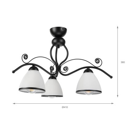 Lustră aplicată RETRO 3xE27/60W/230V negru/alb