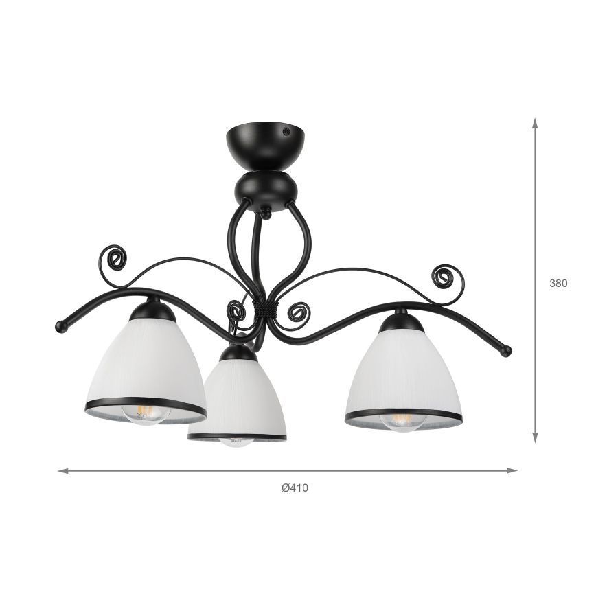 Lustră aplicată RETRO 3xE27/60W/230V negru/alb