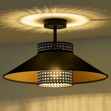 Lustră aplicată RIO Duolla RATTAN 1xE27/15W/230V d. 45 cm negru/auriu