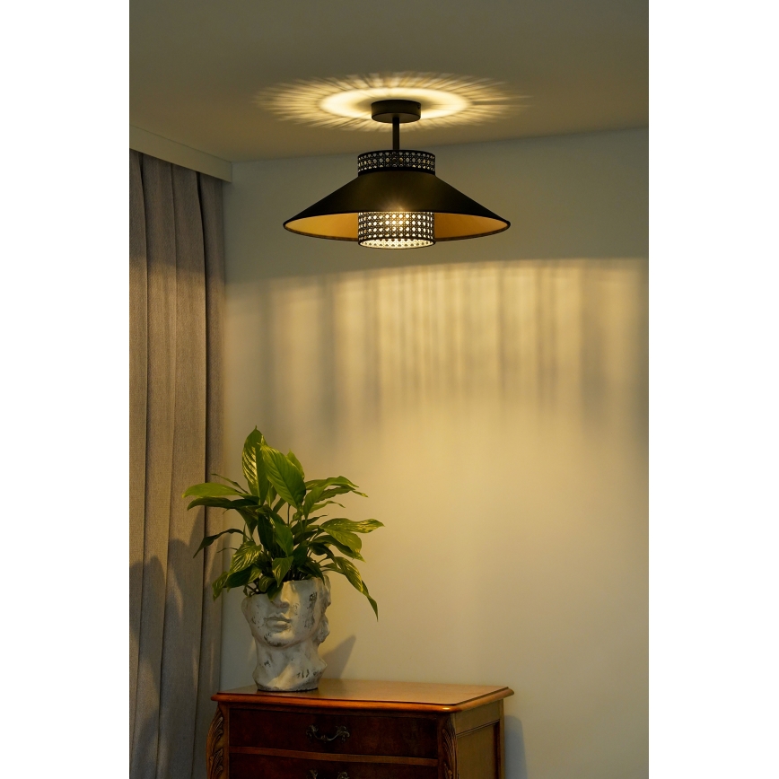 Lustră aplicată RIO Duolla RATTAN 1xE27/15W/230V d. 45 cm negru/auriu
