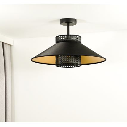 Lustră aplicată RIO Duolla RATTAN 1xE27/15W/230V d. 45 cm negru/auriu