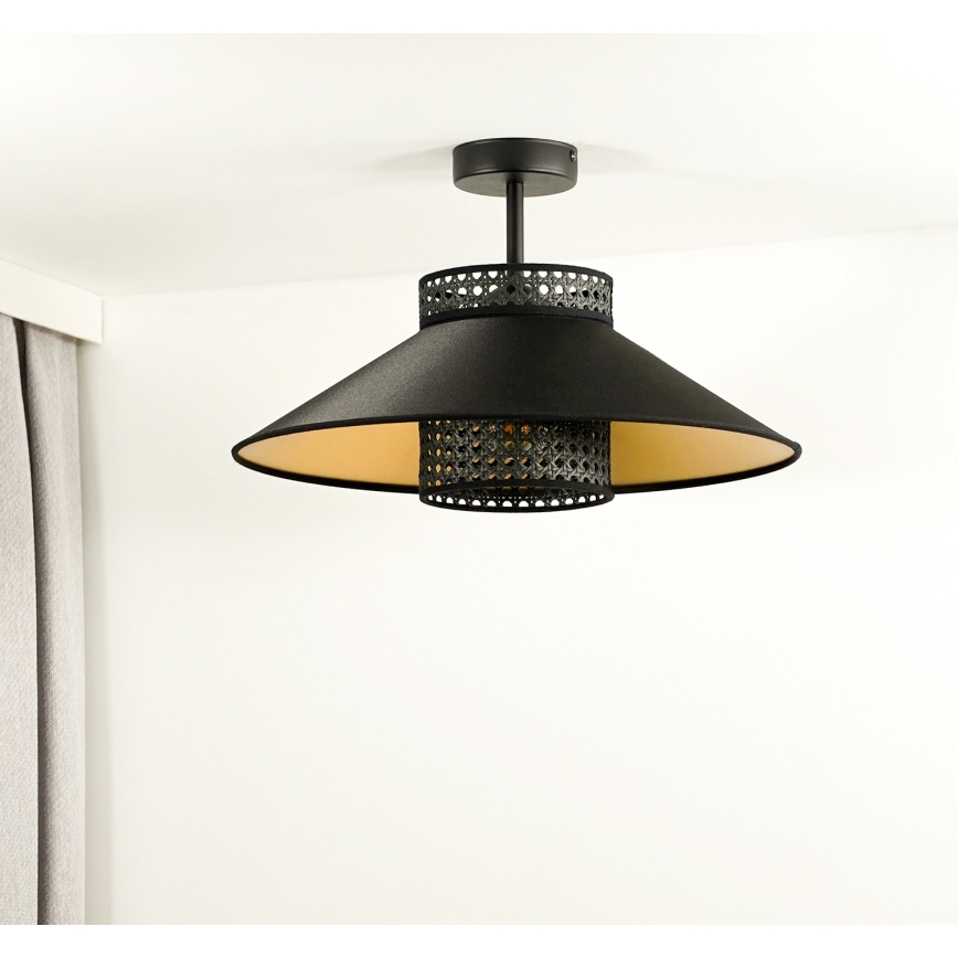 Lustră aplicată RIO Duolla RATTAN 1xE27/15W/230V d. 45 cm negru/auriu