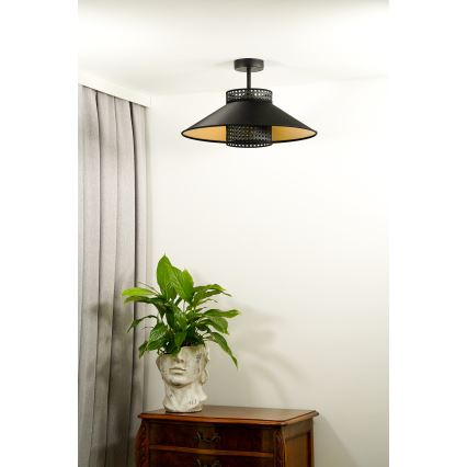 Lustră aplicată RIO Duolla RATTAN 1xE27/15W/230V d. 45 cm negru/auriu