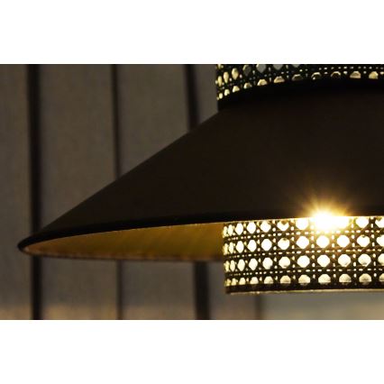 Lustră aplicată RIO Duolla RATTAN 1xE27/15W/230V d. 45 cm negru/auriu