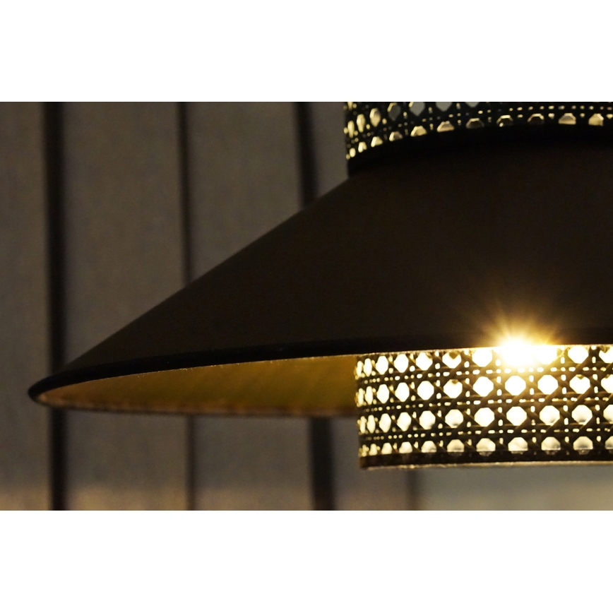 Lustră aplicată RIO Duolla RATTAN 1xE27/15W/230V d. 45 cm negru/auriu