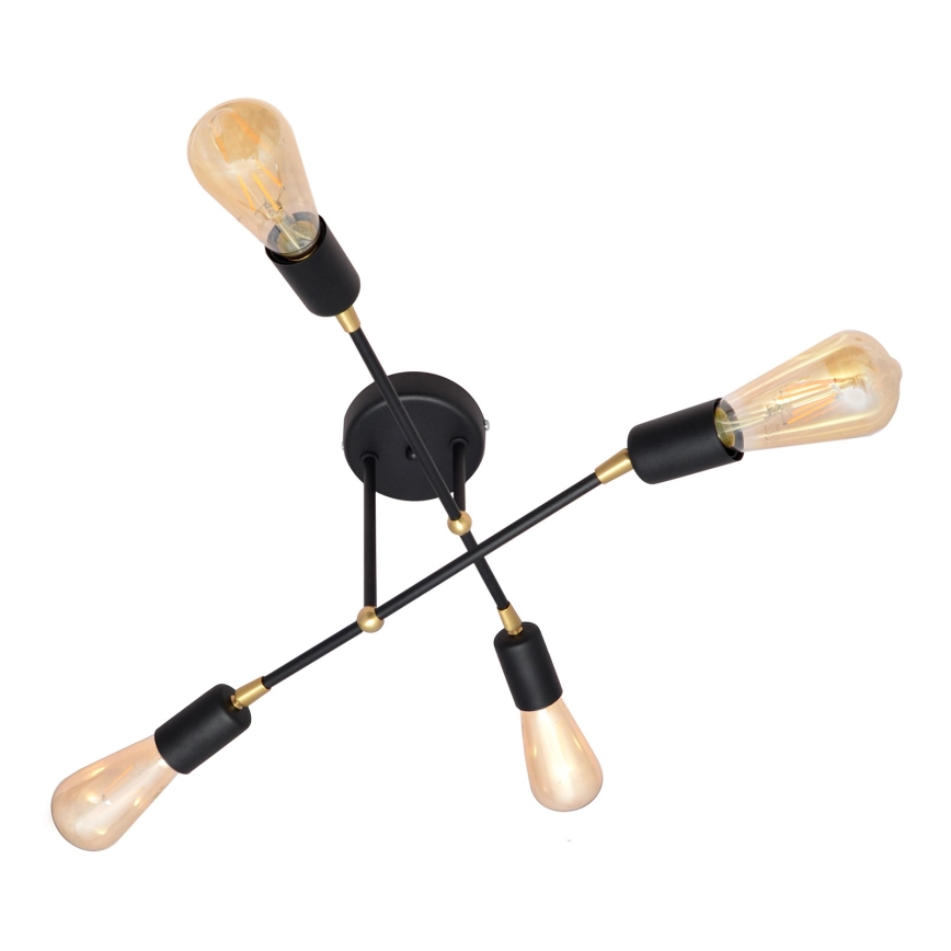 Lustră aplicată ROSETTE 4xE27/15W/230V neagră/aurie