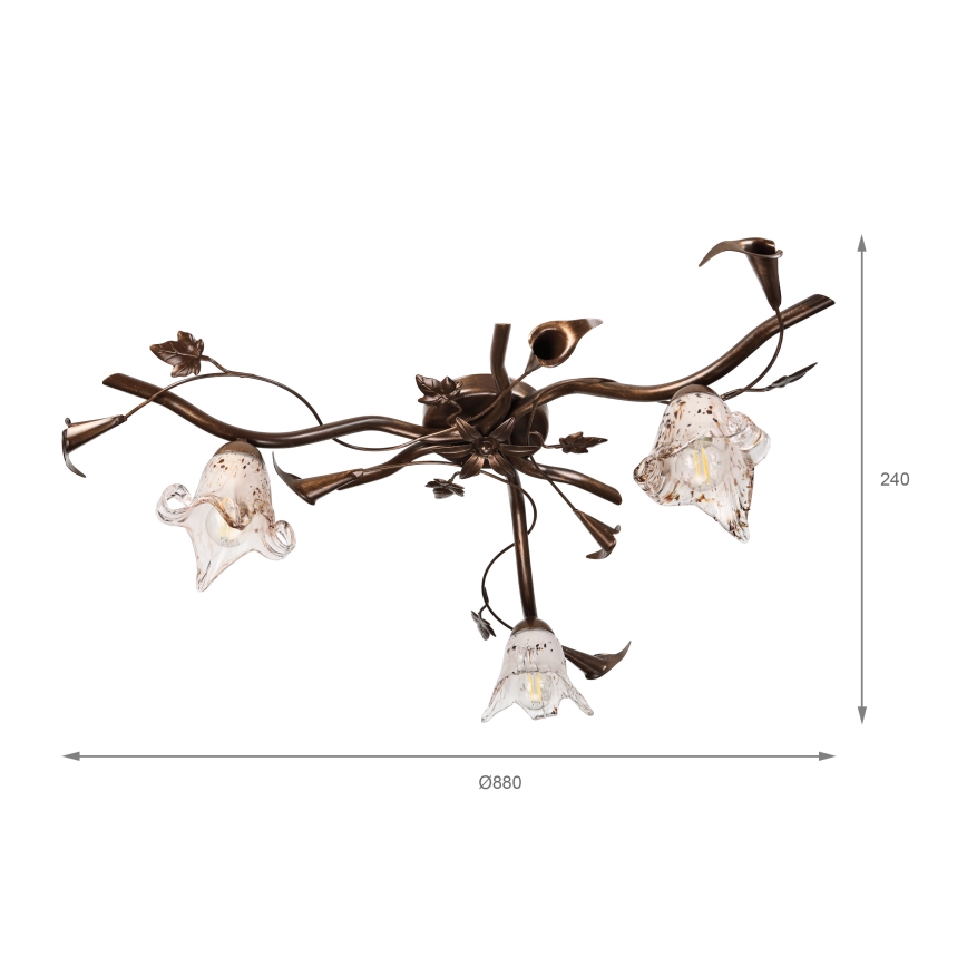 Lustră aplicată ROZETA 3xE14/40W/230V bronz