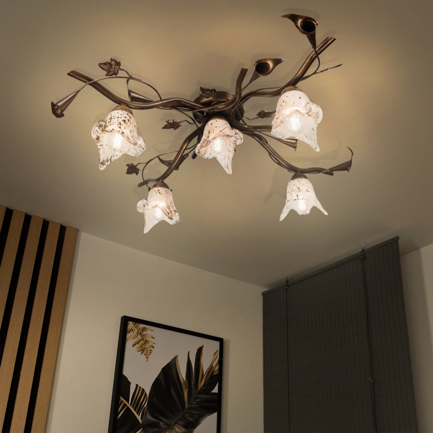 Lustră aplicată ROZETA, 5xE14/40W/230V, bronz