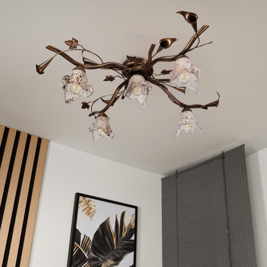 Lustră aplicată ROZETA, 5xE14/40W/230V, bronz