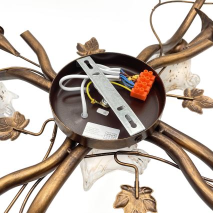 Lustră aplicată ROZETA, 5xE14/40W/230V, bronz