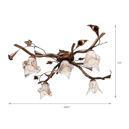 Lustră aplicată ROZETA, 5xE14/40W/230V, bronz