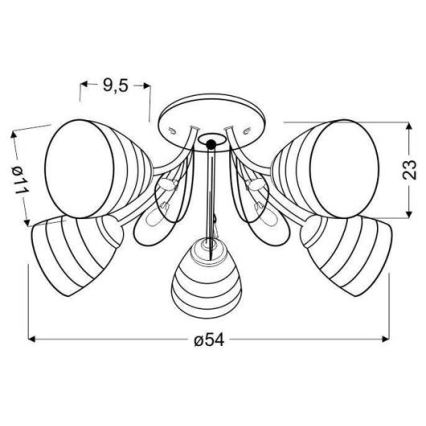Lustră aplicată SIMPLI 5xE27/40W/230V