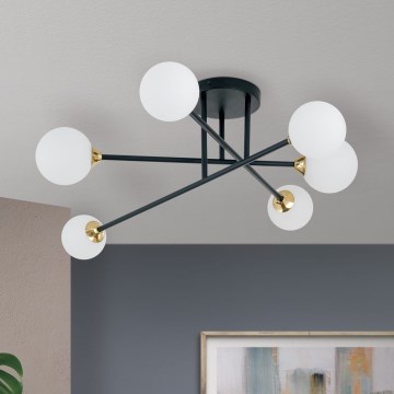 Lustră aplicată SNOWWHITE 6xG9/20W/230V d. 84 cm negru/auriu