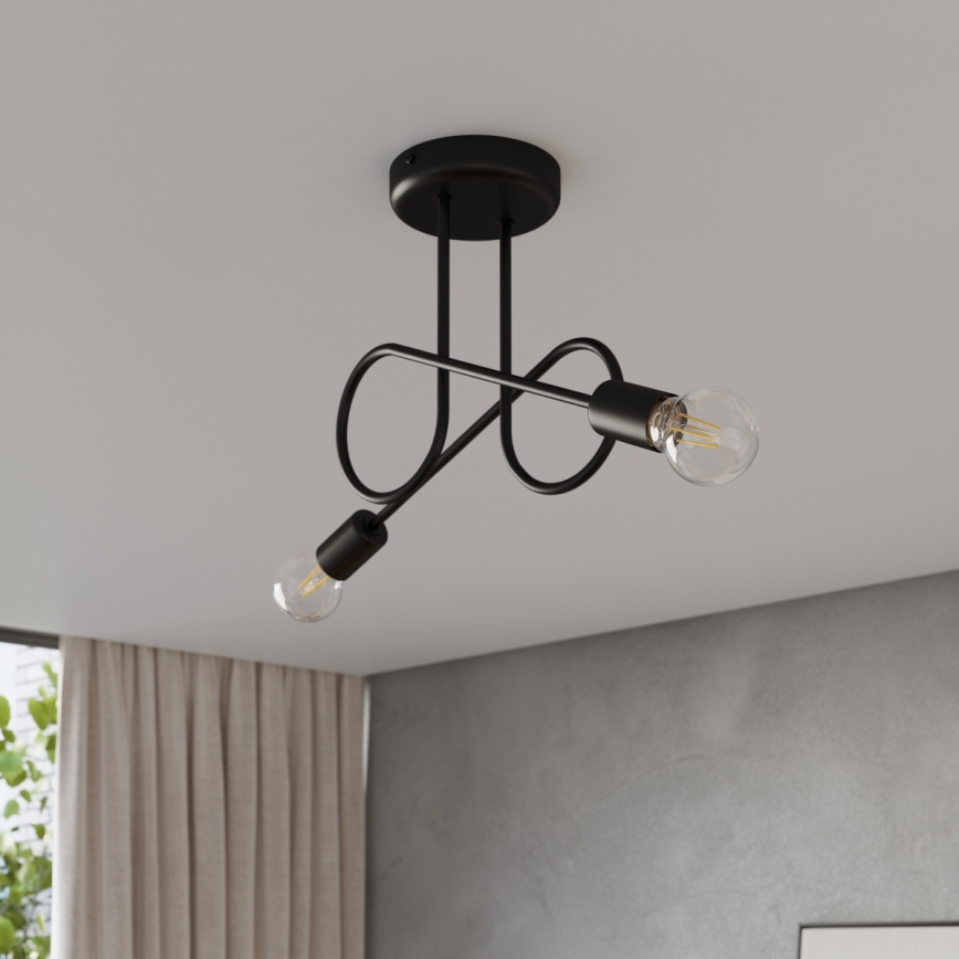 Lustră aplicată LOOP 2xE27/15W/230V negru