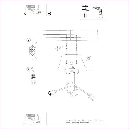 Lustră aplicată LOOP 2xE27/15W/230V negru
