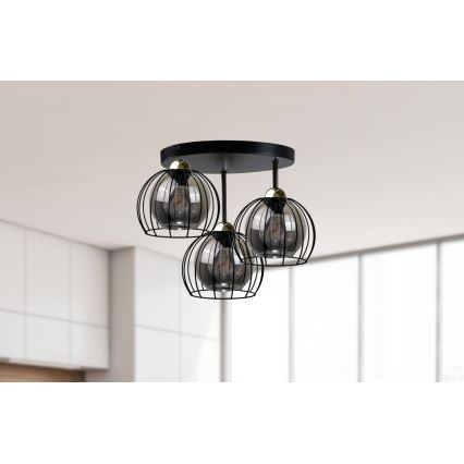 Lustră aplicată SOLO BLACK 3xE27/60W/230V d. 30 cm neagră/aurie