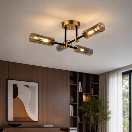 Lustră aplicată TESSA 4xG9/5W/230V alamă/negru fumuriu