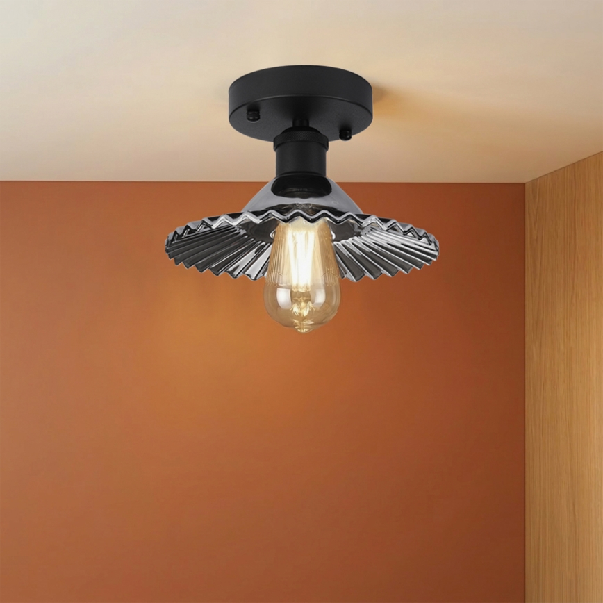 Lustră aplicată TRISH 1xE27/15W/230V negru/fumuriu