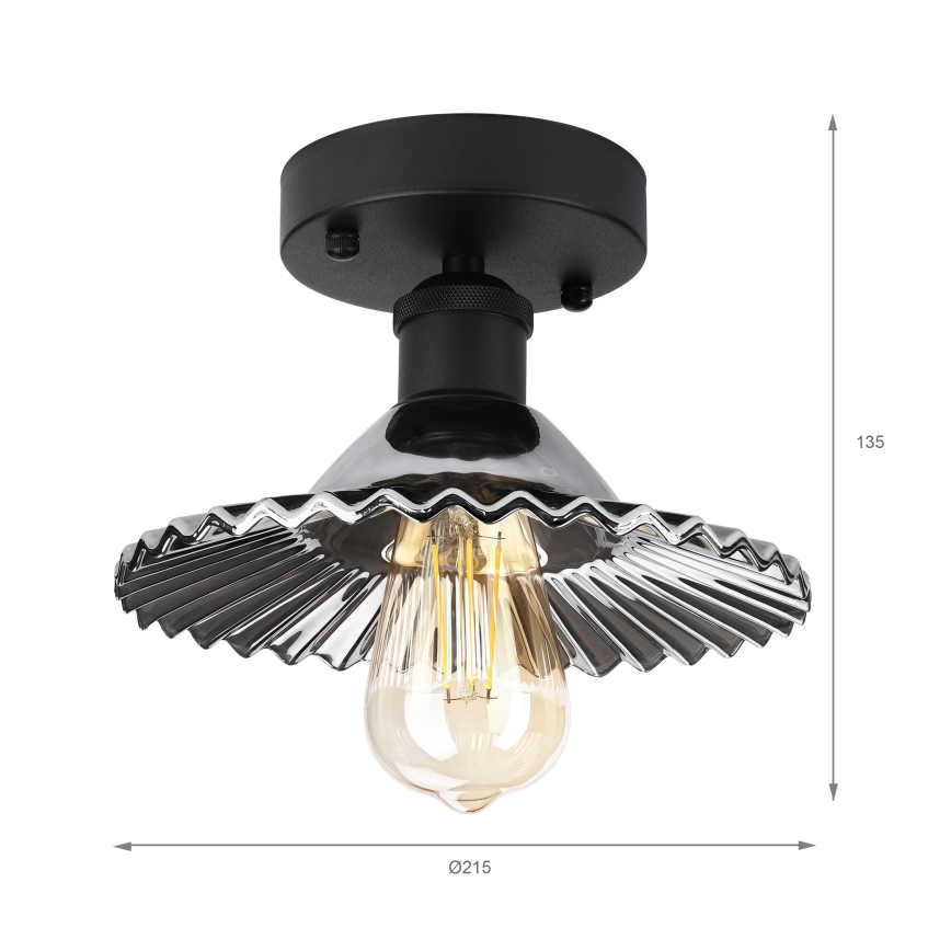 Lustră aplicată TRISH 1xE27/15W/230V negru/fumuriu