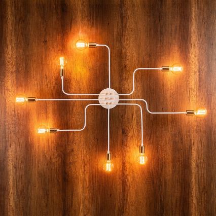 Lustră aplicată TRUVA, 8x E27, 40W, 230V, alb/auriu
