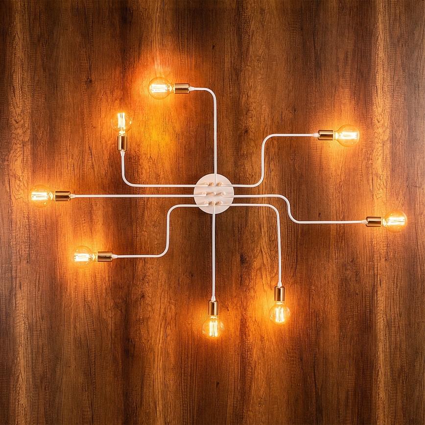 Lustră aplicată TRUVA, 8x E27, 40W, 230V, alb/auriu