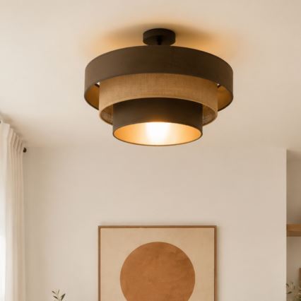 Lustră aplicată WENTA, 1 x E27, 60 W, 230 V, Ø 50 cm, maro/iută