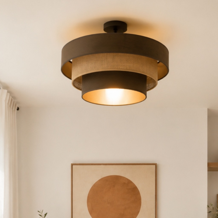 Lustră aplicată WENTA, 1 x E27, 60 W, 230 V, Ø 50 cm, maro/iută