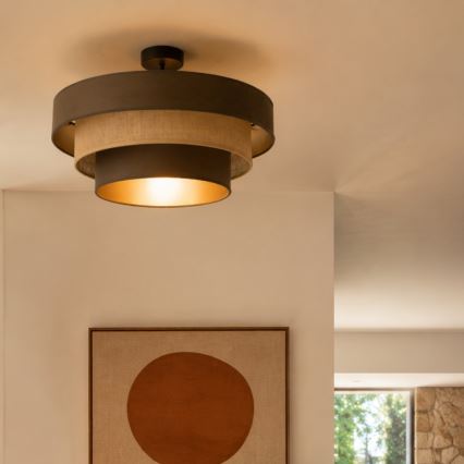 Lustră aplicată WENTA, 1 x E27, 60 W, 230 V, Ø 50 cm, maro/iută