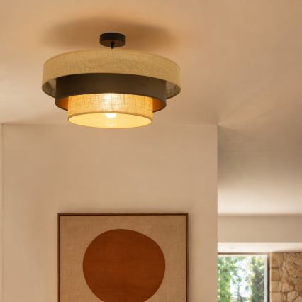 Lustră aplicată WENTA 1xE27/60W/230V, diam. 50 cm, iută/maro