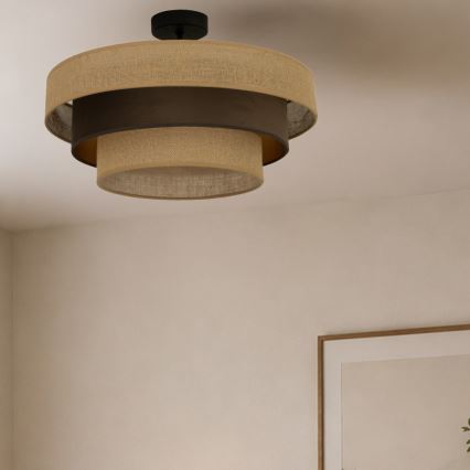 Lustră aplicată WENTA 1xE27/60W/230V, diam. 50 cm, iută/maro