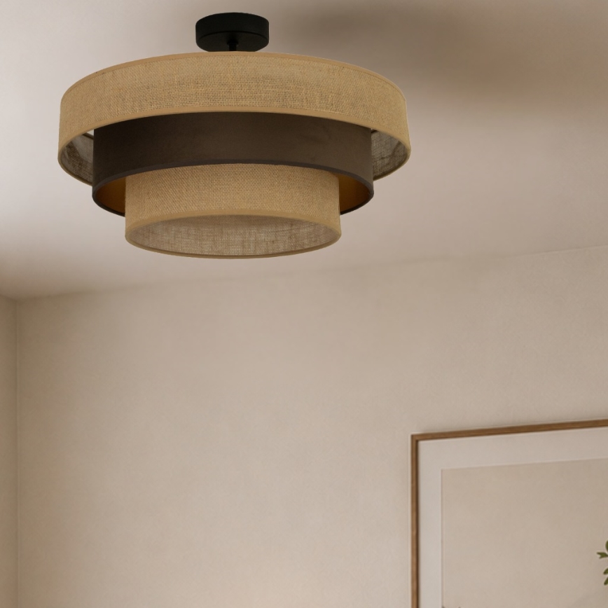 Lustră aplicată WENTA 1xE27/60W/230V, diam. 50 cm, iută/maro