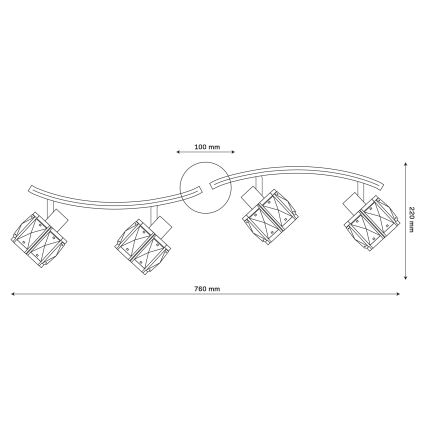Lustră aplicată ZAHARA, 4 x E27, 10 W, 230 V, negru