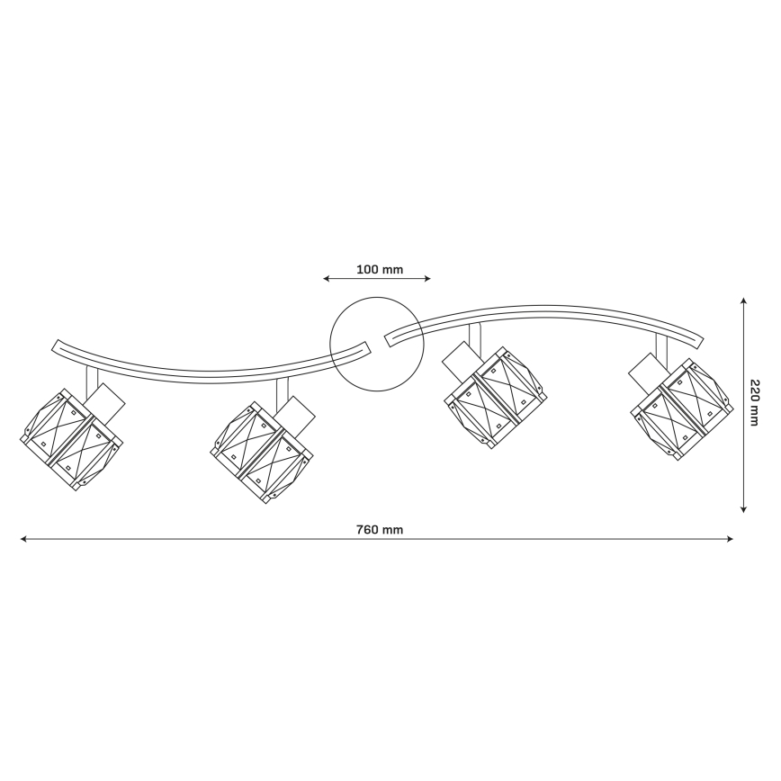 Lustră aplicată ZAHARA, 4 x E27, 10 W, 230 V, negru