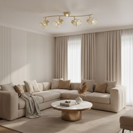 Lustră aplicată ZAHARA 4xE27/10W/230V, auriu