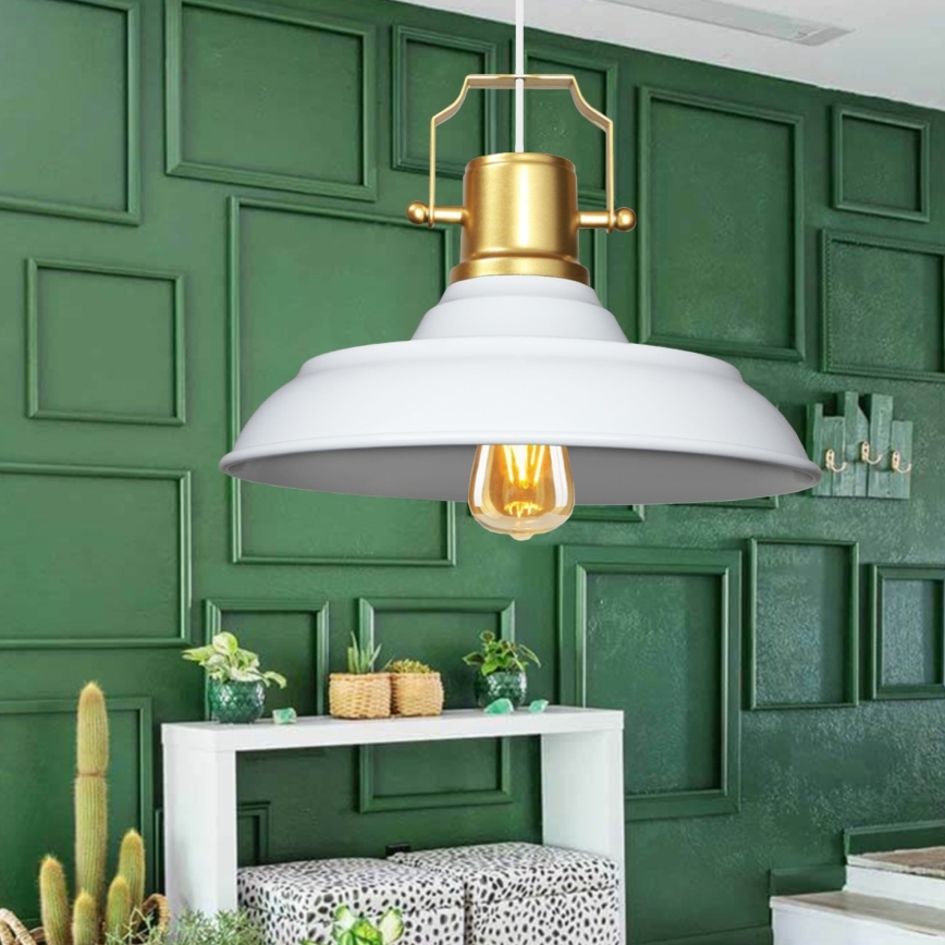 Lustră AYD pe cablu 1xE27/40W/230V alb/auriu