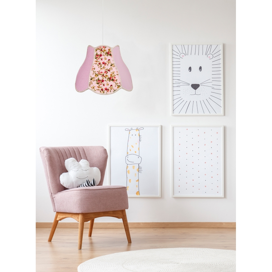 Lustră copii pe cablu ZUZA 1xE27/60W/230V roz