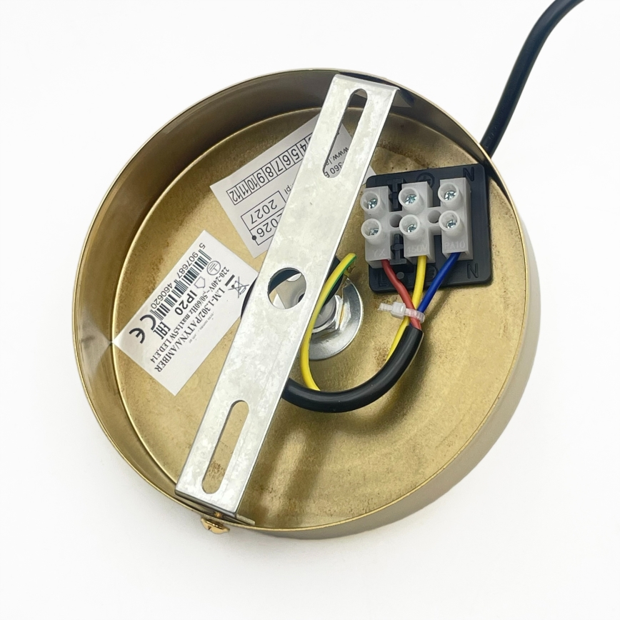 Lustră CRISTAL suspendată pe cablu, 1xE14/15W/230V, alamă/bej fumuriu