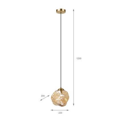 Lustră CRISTAL suspendată pe cablu, 1xE14/15W/230V, alamă/bej fumuriu