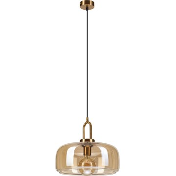 Lustră cu cablu AMAYA 1xE27/15W/230V aurie/bej fumuriu